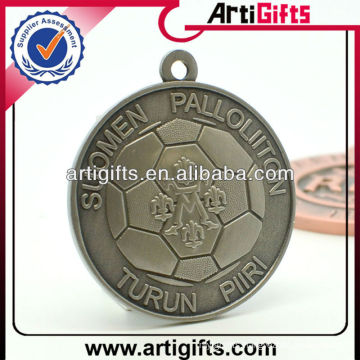 Black antique nickel metal cheap soccer medals